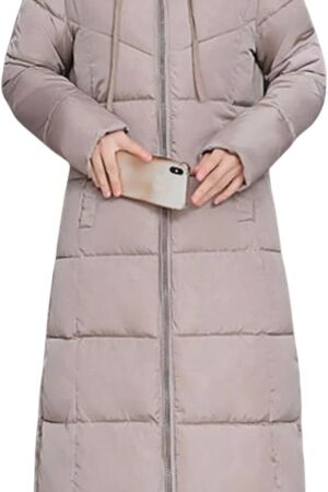 Women Hooded Long Puffer Jacket Padded Down Alternative Winter Coat Outwear