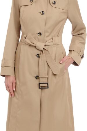 Women Single Breasted Long Trench Coat With Epaulettes and Belt