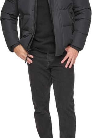 mens Short Quilted Inner Bib Attached  Down Bomber With Hybrid Down Fill