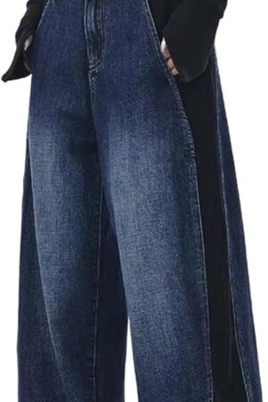 Women Baggy Jeans Mid-Low Waist Boyfriend Streetwear Vintage Jeans Wide Leg Denim Pants