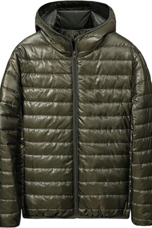 Puffer Jacket Men Lightweight Packable Quilted Jackets Hooded Bubble Winter Down Coat Insulated Thick Outwear Pockets