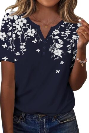 Women Summer Tops Casual Short Sleeve V Neck Shirts Business Dressy Work Blouses